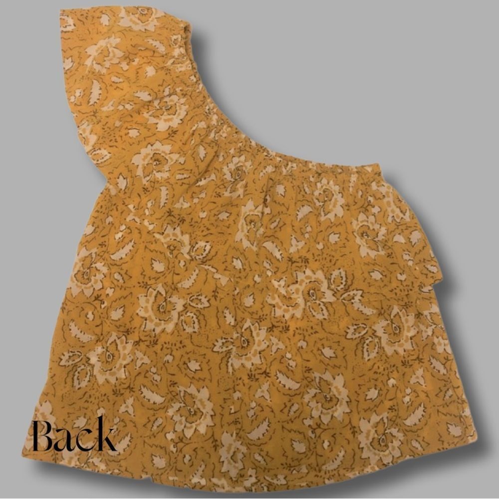 MADEWELL ASSAM Silk One-Shoulder Yellow Floral Blouse Tank-Top Size XS. - Picture 6 of 7